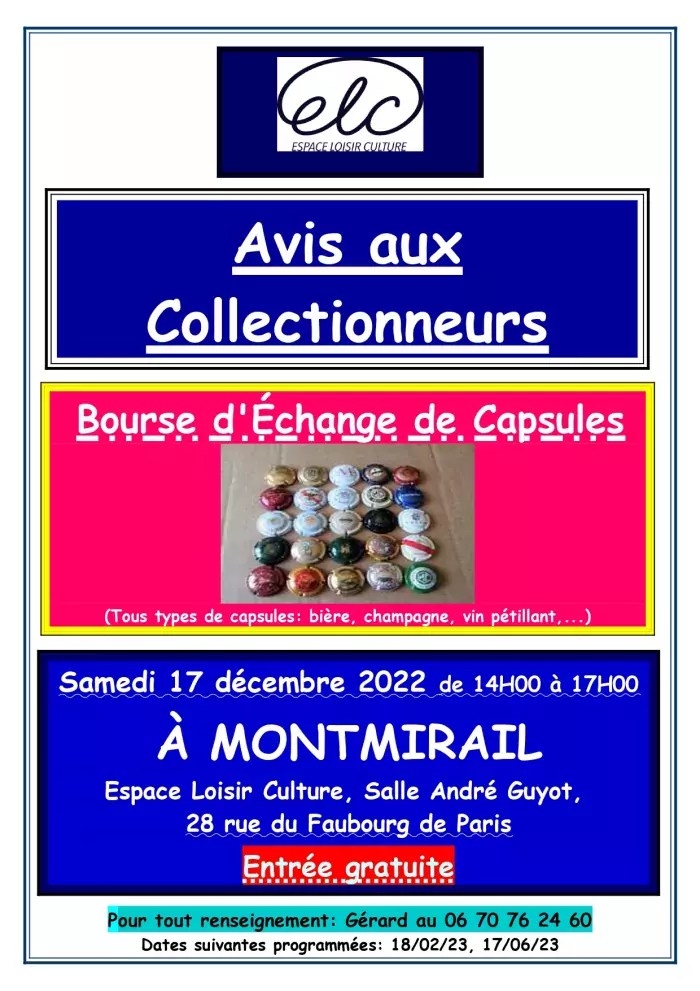 Bourse d'échange de capsules - 17 déc. 2022